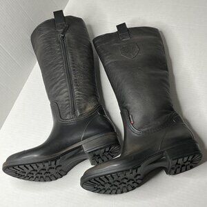 Pajar Canada Knee Length Boots Rubber Bottom Leather Leg Black Size 37
